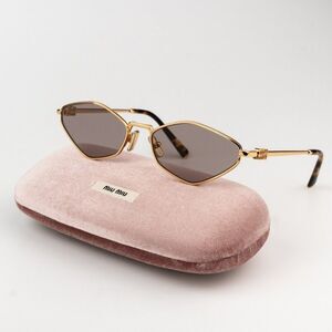 NEW Miu Miu MU56ZS 5AK20I REGARD Gold Light Purple Geometric Unisex Sunglasses